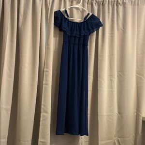 BCX Blue Asymmetrical Off-Shoulder Sundress